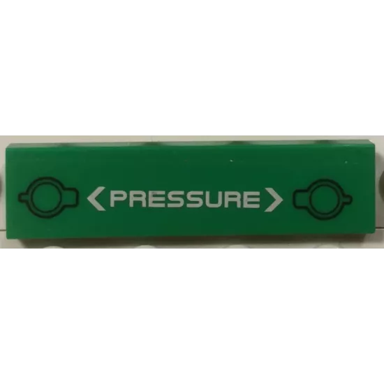 Tile 1 x 4 with Black Filler Caps, White Arrows and 'PRESSURE' Pattern (Sticker) - Sets 70704 / 70705