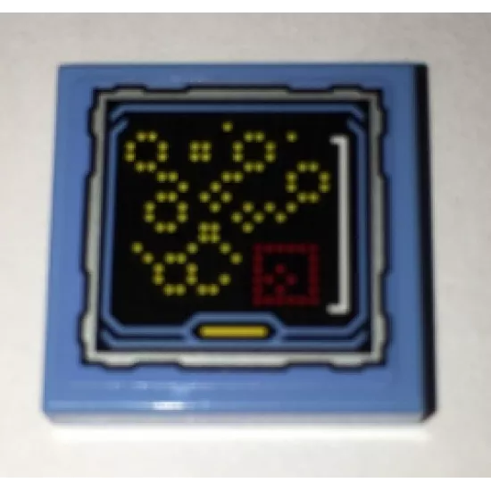 Tile 2 x 2 with Batcomputer Yellow Light Display Pattern (Sticker) - Set 70909