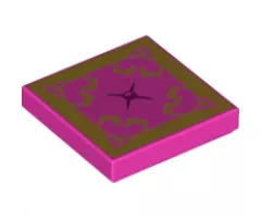 Tile 2 x 2 with Gold and Magenta Oriental Cushion Pattern