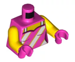 Torso Female Tank Top, Light Bluish Gray Straps and 3 Diagonal Stripes, Silver Stars Pattern / Yellow Arms / Dark Pink Hands