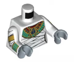 Torso Female Scarab Collar and Bandage Wrappings Pattern / White Arms with Wrappings, Gold and Dark Turquoise Bracelets Pattern / Sand Blue Hands