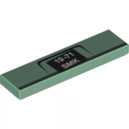 Tile 1 x 4 with White '19-71 SMK' on Black Background Pattern