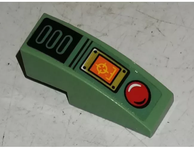 Slope, Curved 3 x 1 with Red Button and Orange Target Screen Pattern (Sticker) - Set 70589