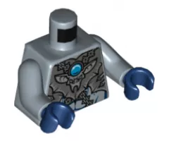 Torso Chima Dark Bluish Gray Armor, Silver Buckles, Bat Pendant and Dark Azure Round Jewel (Chi) Pattern / Sand Blue Arms / Dark Blue Hands