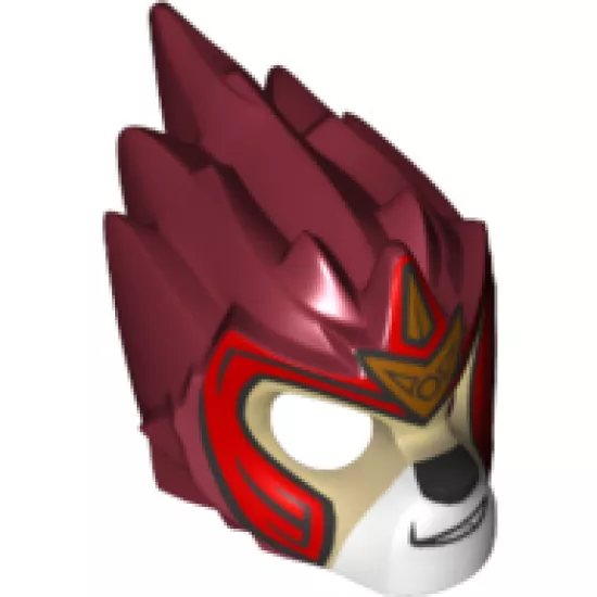 Minifigure, Headgear Mask Lion with Tan Face and Gold Crown Small Pattern