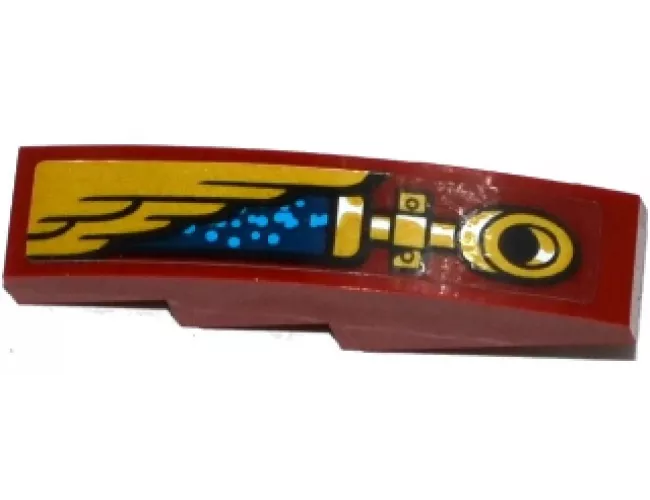 Slope, Curved 4 x 1 with Gold Wing and Pipe Pattern Model Left Side (Sticker) - Set 70600
