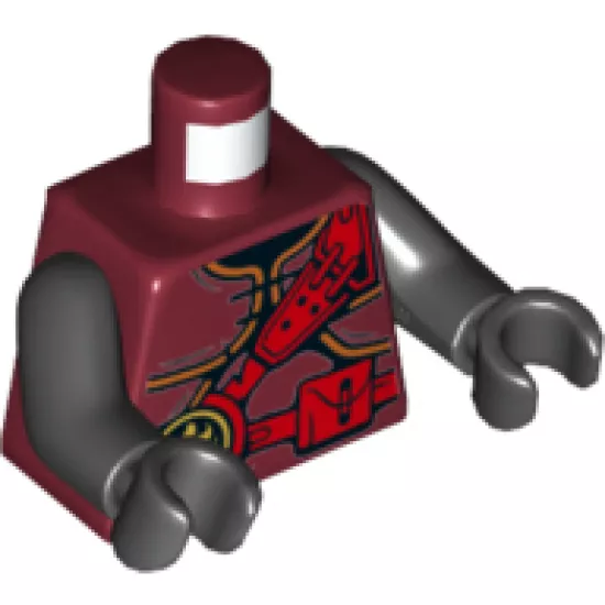 Torso Ninjago Armor with Red Straps and Utility Belt with Fire Power Emblem Pattern / Black Arms / Black Hands
