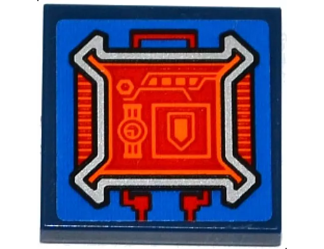 Tile 2 x 2 with Gauges and Pentagonal Shield on Screen and Red Circuitry Pattern (Sticker) - Set 70319