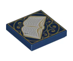 Tile 2 x 2 with Book, Open and Gold Scrollwork Pattern