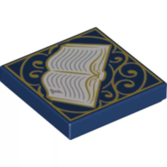Tile 2 x 2 with Book, Open and Gold Scrollwork Pattern