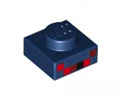 Plate 1 x 1 with Red, Dark Red and Black Squares Pattern (Minecraft Spider)