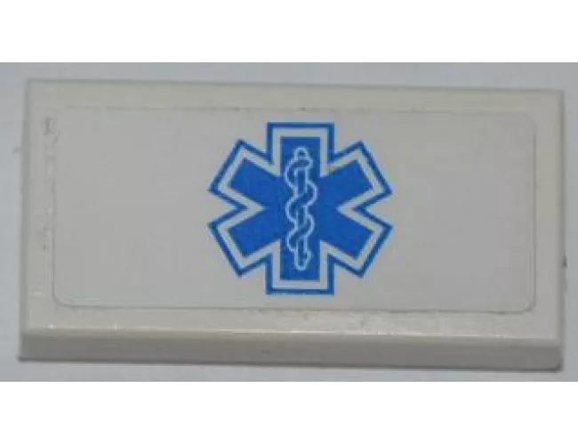 Tile 1 x 2 with Blue EMT Star of Life Pattern (Sticker) - Set 4431