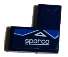 Tile 2 x 2 Corner with 'sparco' and Blue and White Triangles Pattern Model Right Side (Sticker) - Set 75885