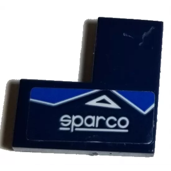 Tile 2 x 2 Corner with 'sparco' and Blue and White Triangles Pattern Model Right Side (Sticker) - Set 75885