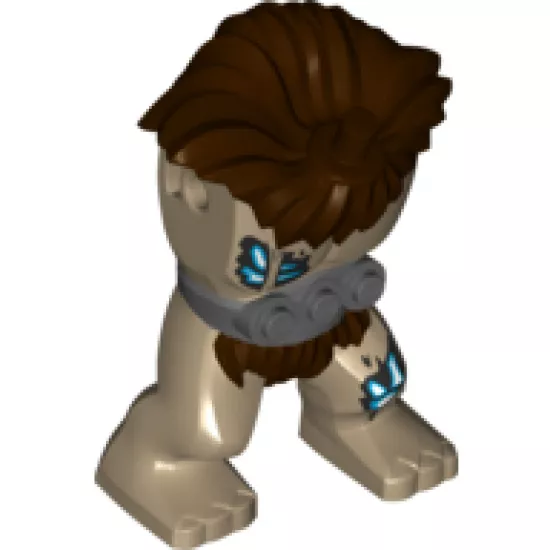 Body Giant, Mammoth with 3 Studs and Reddish Brown Mane Pattern