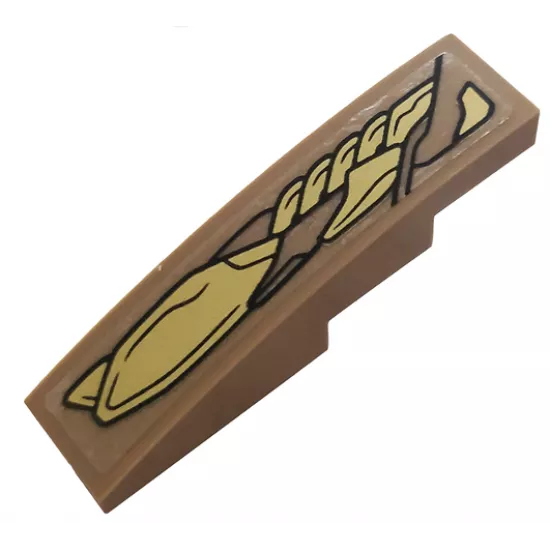 Slope, Curved 4 x 1 with Gold Mechanical Pattern Model Left Side (Sticker) - Set 76144