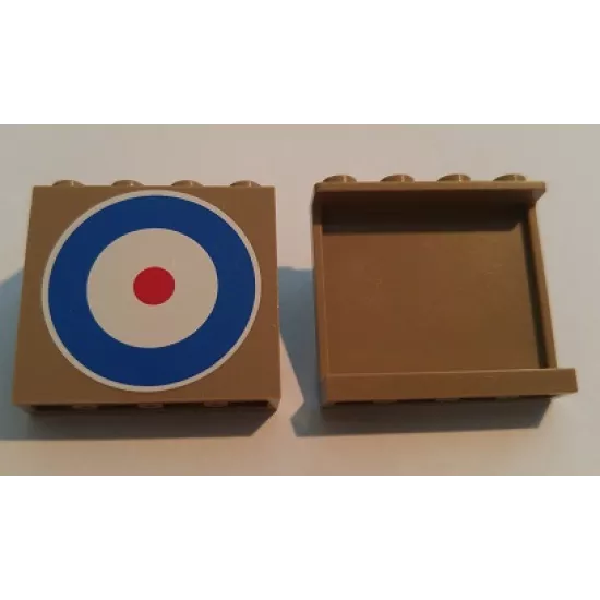 Panel 1 x 4 x 3 with Side Supports - Hollow Studs with Blue Circle and Red Dot (British Roundel) Pattern (Sticker) - Set 10226