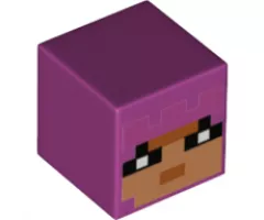 Minifigure, Head, Modified Cube with Minecraft Hedwig Face Pattern