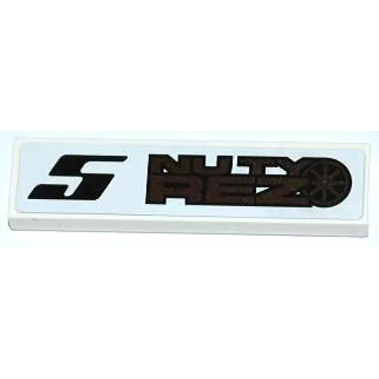 Tile 1 x 4 with Black Number '5' and 'NUTY REZ' Pattern Model Right Side (Sticker) - Set 8149