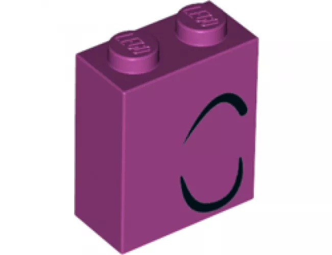 Brick 1 x 2 x 2 with Inside Stud Holder with Two Curved Black Lines Pattern (Queen Watevra Wa'Nabi Eyebrow and Closed Right Eye)