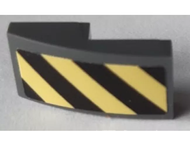 Slope, Curved 2 x 1 with Black and Yellow Danger Stripes Pattern Side A (Sticker) - Set 60214