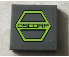 Tile 2 x 2 with Black 'OSCORP' on Lime Hexagon Pattern (Sticker) - Set 76016