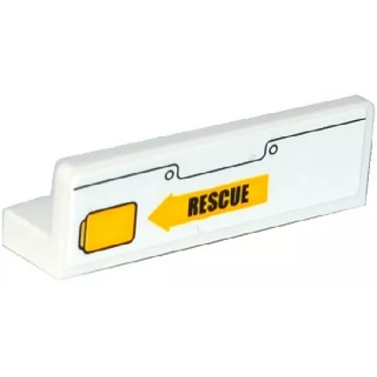 Panel 1 x 4 x 1 with Rivets, Yellow Handle and Black 'RESCUE' on Yellow Arrow Pattern Model Left Side (Sticker) - Set 60079