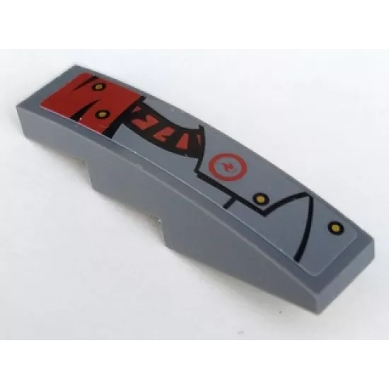 Slope, Curved 4 x 1 with Dark Red Curved Tube and Hull Plates Pattern Model Right Side (Sticker) - Set 70012-2