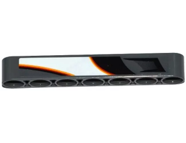Technic, Liftarm 1 x 7 Thick with Air Intake and Red, Orange and White Flame Bottom Pattern Model Left Side (Sticker) - Set 42046