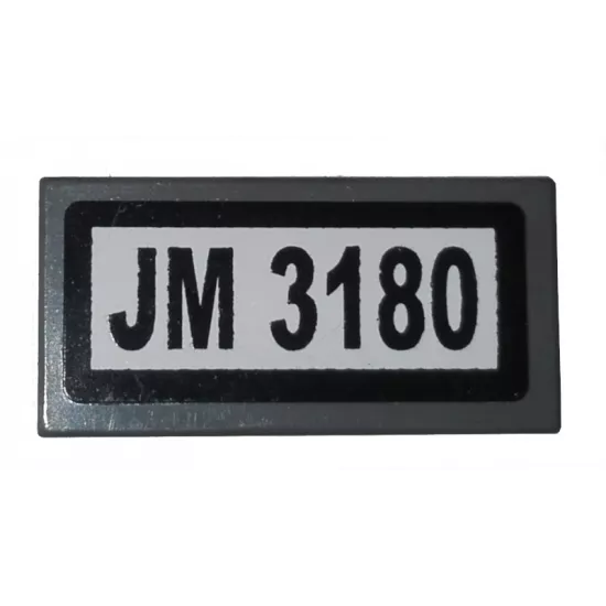 Tile 1 x 2 with Black 'JM 3180' Pattern on White Background (Sticker) - Set 3180