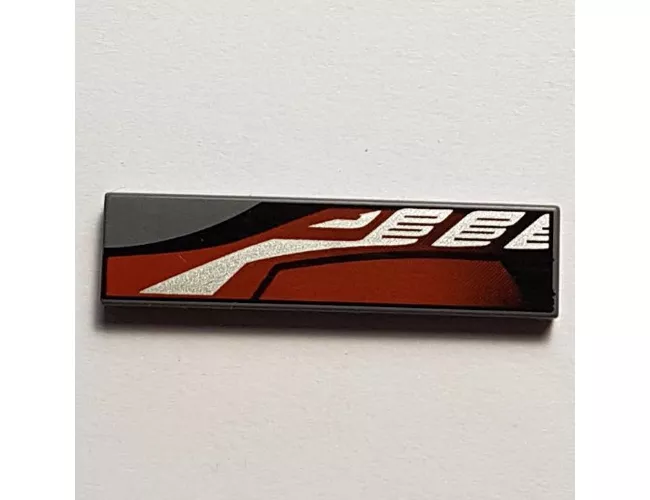 Tile 1 x 4 with Sleek Silver/Red/Black Pattern Left