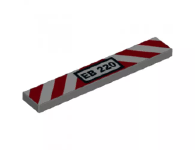 Tile 1 x 6 with 'EB 220' License Plate and Red and White Danger Stripes Pattern - Set 60220