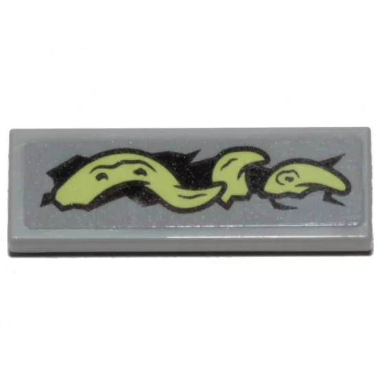 Tile 1 x 3 with Yellowish Green Tentacle Pattern Model Left Side (Sticker) - Set 70433