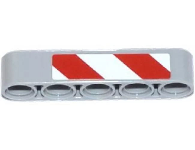 Technic, Liftarm 1 x 5 Thick with Red and White Danger Stripes Pattern on End Model Left Side (Sticker) - Set 42023