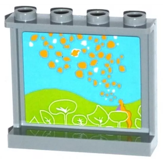 Panel 1 x 4 x 3 with Side Supports - Hollow Studs with Flowers and Pollen Painting Pattern on Inside (Sticker) - Set 41054