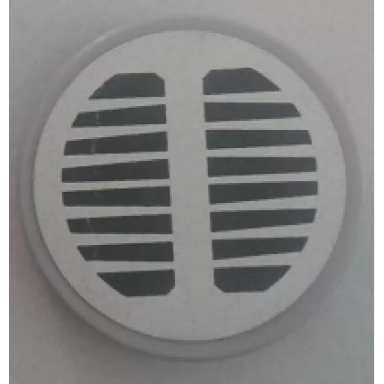 Tile, Round 2 x 2 with Bottom Stud Holder with Black Grille on Silver Background Pattern (Sticker) - Set 70134