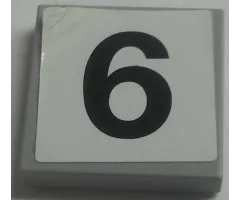 Tile 2 x 2 with Number 6 Pattern (Sticker) - Set 8144