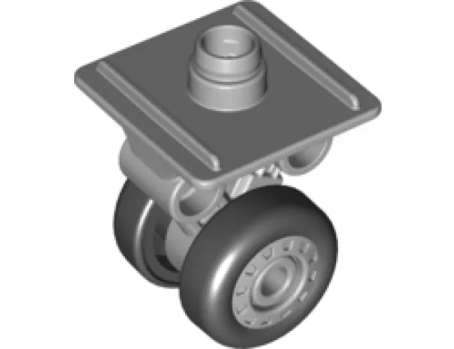 Duplo, Aircraft Airplane Landing Gear with Two Wheels and Pin on Top with Groove