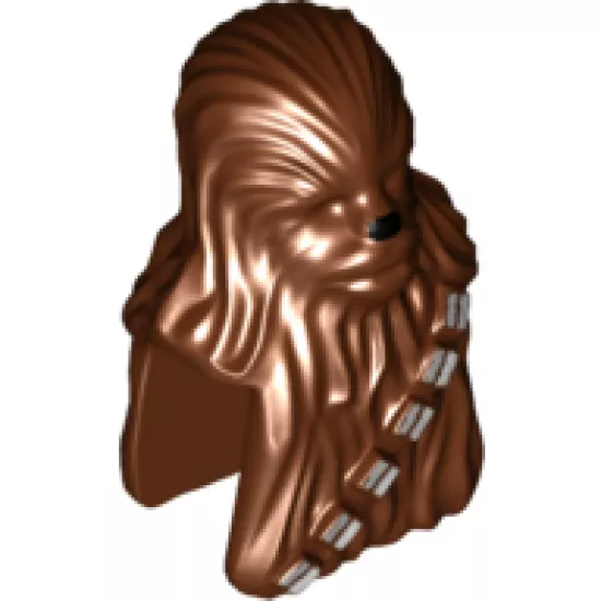 Minifigure, Head, Modified SW Wookiee, Chewbacca Pattern