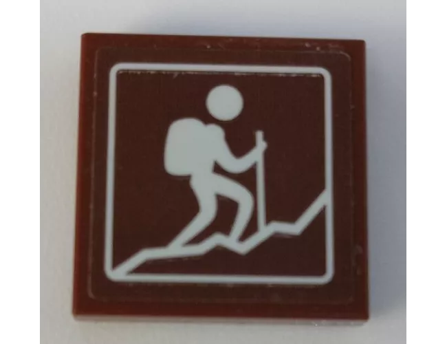 Tile 2 x 2 with Sign with Person Hiking up Mountain Pattern (Sticker) - Set 41339
