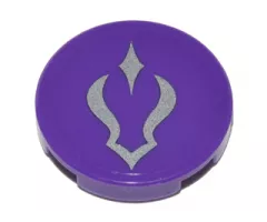 Tile, Round 2 x 2 with Bottom Stud Holder with Silver Curved Shadow Symbol on Transparent Background Pattern (Sticker) - Set 41179