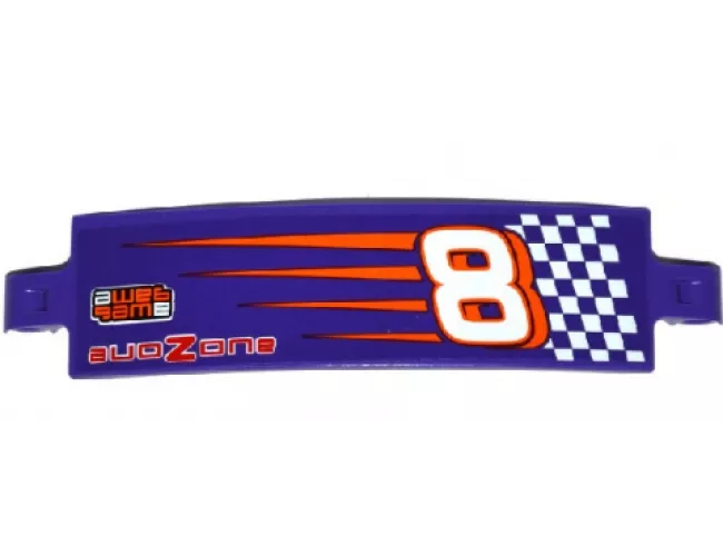 Technic, Panel Curved 3 x 13 with Number '8', 'game', 'Zone' and Dark Purple and White Checkered Pattern Model Right Side (Sticker) - Set 42048