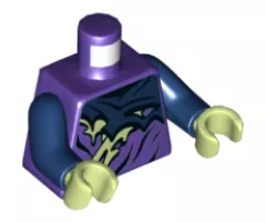 Torso Ninjago Tattered Dark Blue and Yellowish Green Robe Pattern / Dark Blue Arms / Yellowish Green Hands