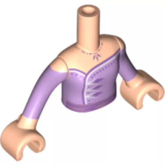 Mini Doll, Torso Friends Girl Lavender Dress Pattern, Light Nougat Arms with Hands with Lavender Sleeves