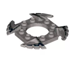 Ring 4 x 4 with 2 x 2 Hole and 4 Serrated Ends with Black and White Pattern (Ninjago Spinner Crown)