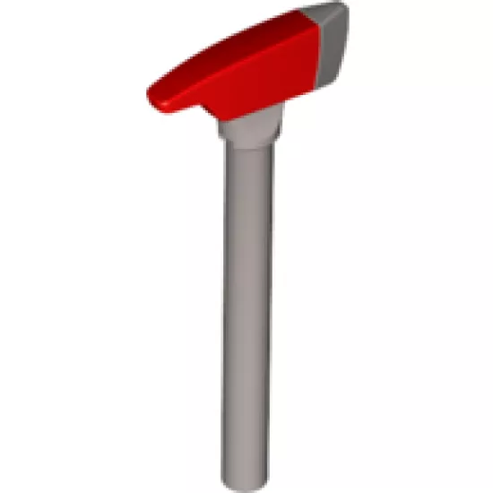 Minifigure, Utensil Axe with Red Head and Silver Blade Pattern, Pick End and Long Handle