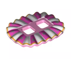 Minifigure, Body Wear Skirt Plastic, Ruffled (Ballerina Tutu), White and Dark Pink Panels, Silver Stars, Orange Border Pattern