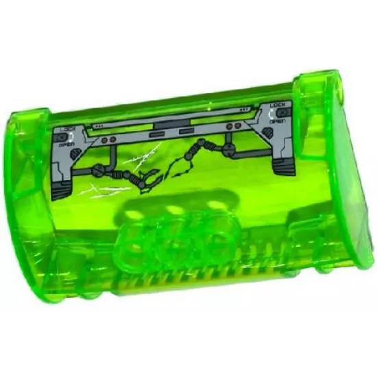 Cylinder Half 3 x 5 x 8 with Pin Holes with 'LOCK', 'OPEN' and Mechanical Arms (Right Arm Up) Pattern (Sticker) - Sets 44022 / 44029