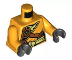 Torso Ninjago Female Robe with Bright Light Yellow Sash and Scabbard Pattern / Bright Light Orange Arms / Black Hands