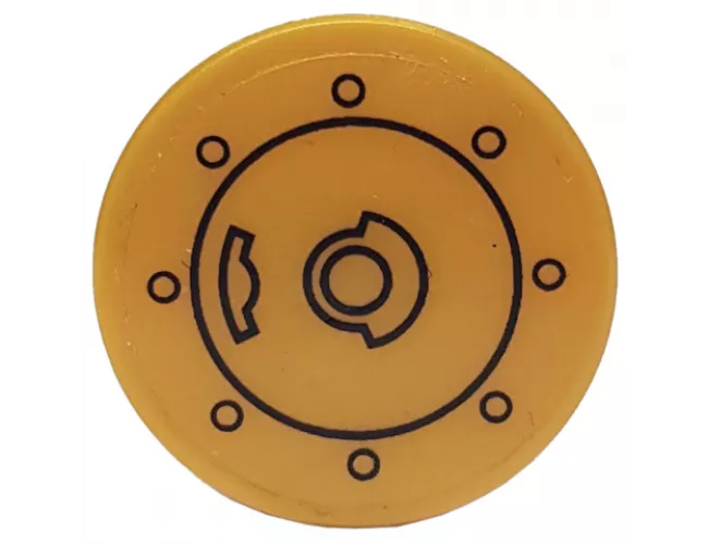 Tile, Round 2 x 2 with Bottom Stud Holder with Fuel Filler Cap Pattern (Sticker) - Set 76023
